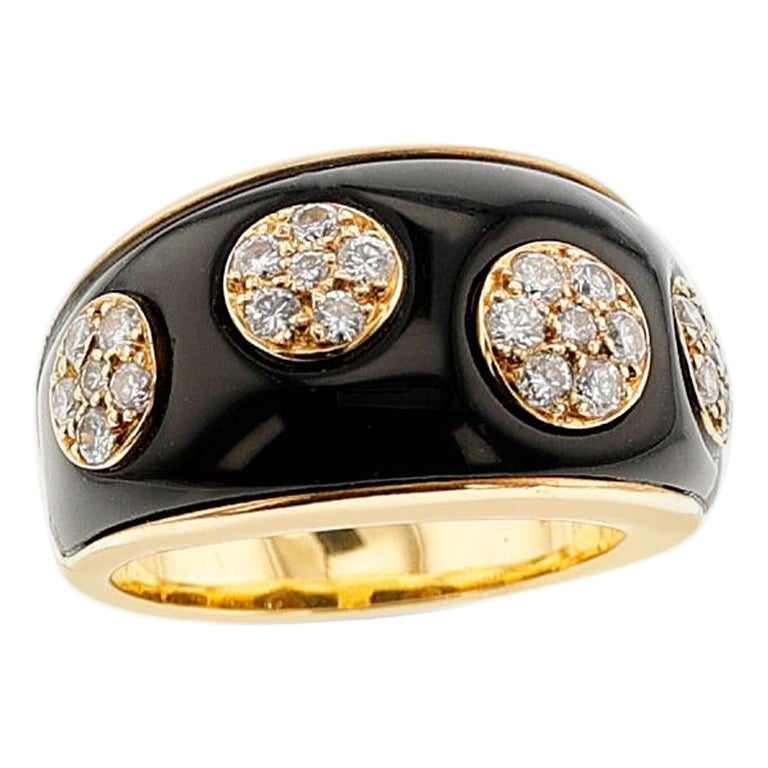 Van Cleef & Arpels Diamond Flower and Onyx Ring, 18k