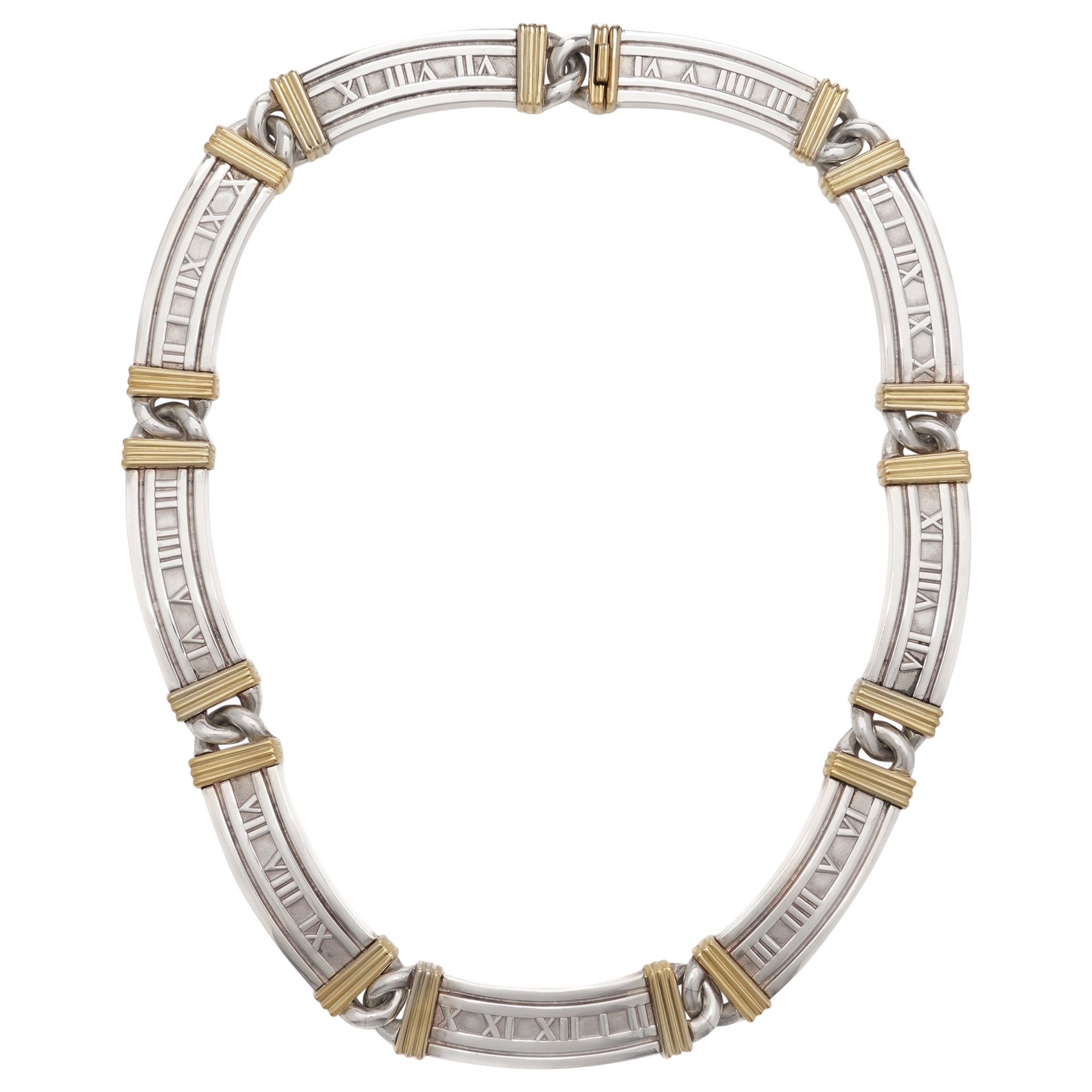 Tiffany & Co. Collier Atlas pour femmes en argent 925 et or jaune 18 carats