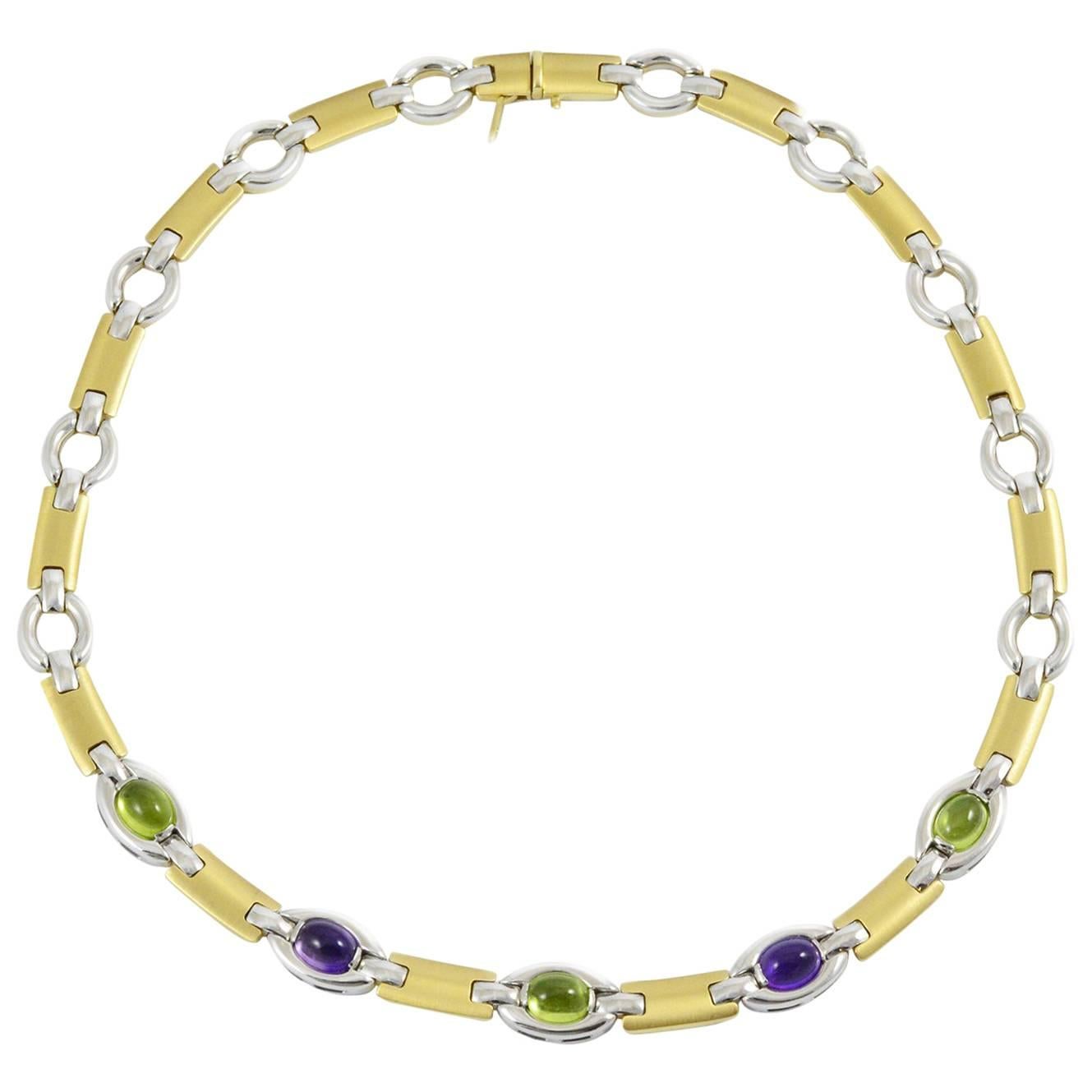 Colourful Italian Gemstone Necklace For Sale