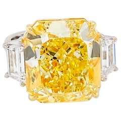 Emilio Jewelry Gia zertifizierter intensiv gelber Fancy-Diamantring mit 15 Karat 
