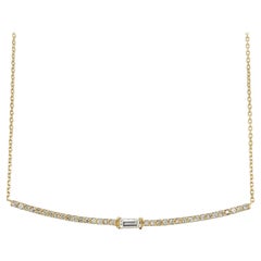 0.47 Carat Natural Diamond Yellow Gold Bar Chain Necklace