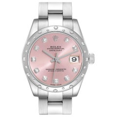 Rolex Datejust Midsize 31 Steel Pink Dial Diamond Ladies Watch 178344 Box Card