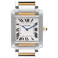 Cartier Tank Francaise Steel Yellow Gold Mens Watch W51006Q4 Box Papers