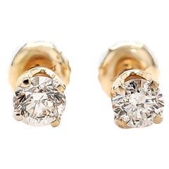 NO RESERVE 0.50ct Diamond Solitaire Stud Earring 14k Yellow Gold 