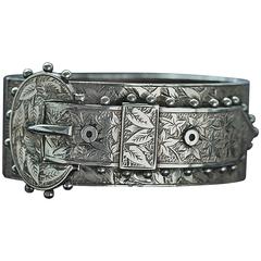 Victorian Wide Sterling Buckle Bangle