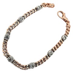 Bracelet cubain en or rose 14 carats avec diamants naturels de 1,06 carat