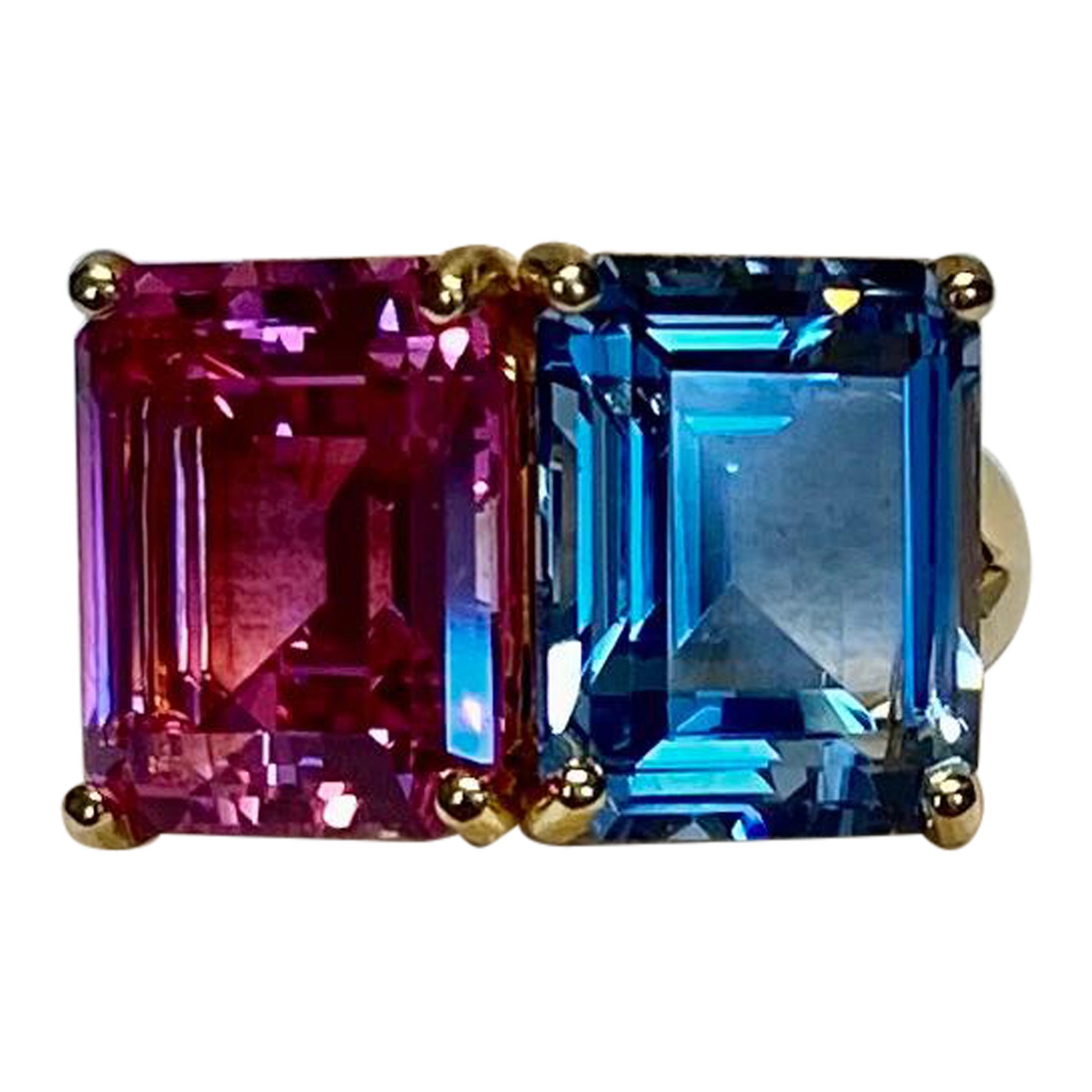 Michael Kneebone Aquamarin Rosa Topas Due Gemme Ring