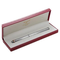 Cartier Vintage Vendome Silver Body Pen à rayures verticales N.386998