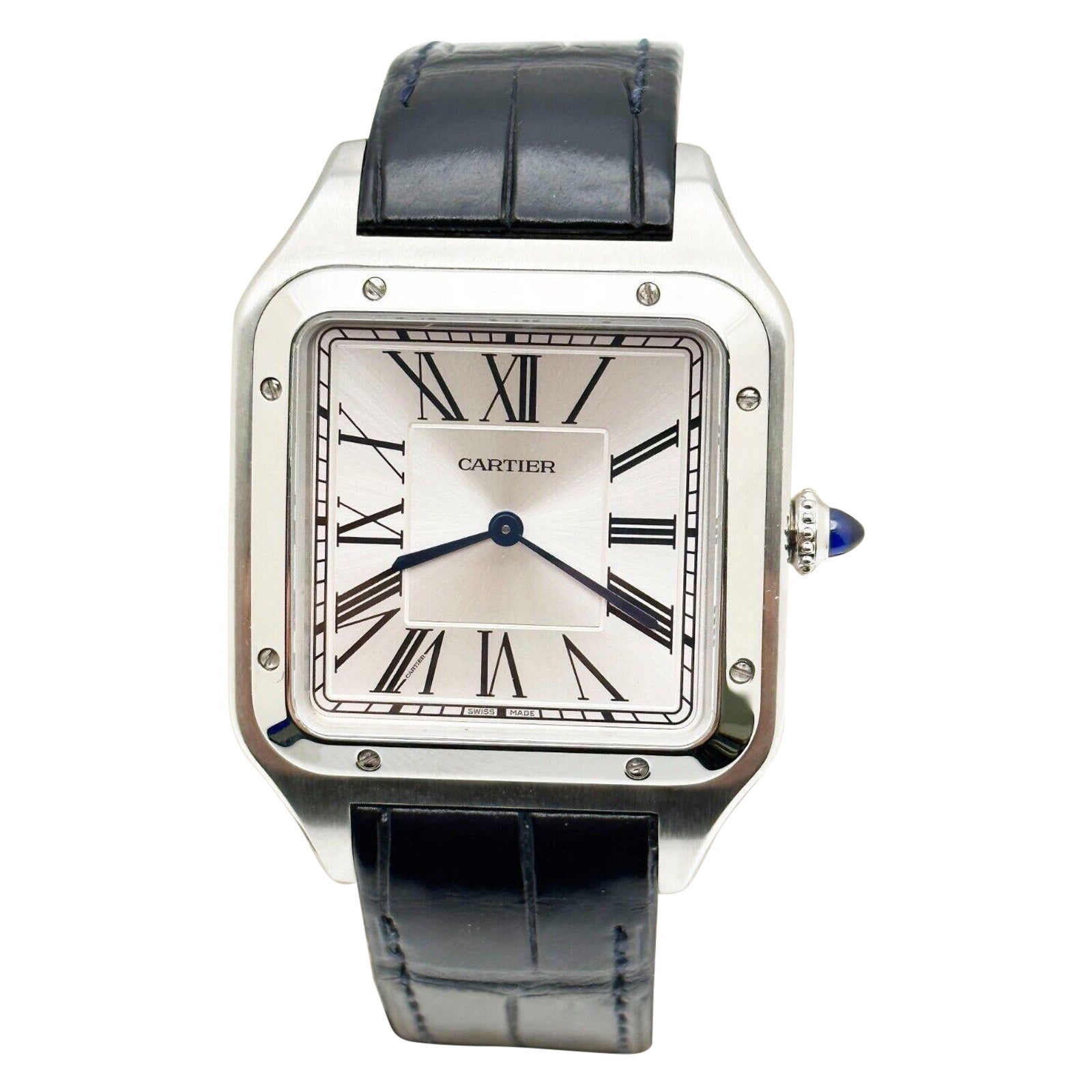 Cartier Santos Dumont XL WSSA0032 Ref 4305 Stainless Steel Leather Band 2021