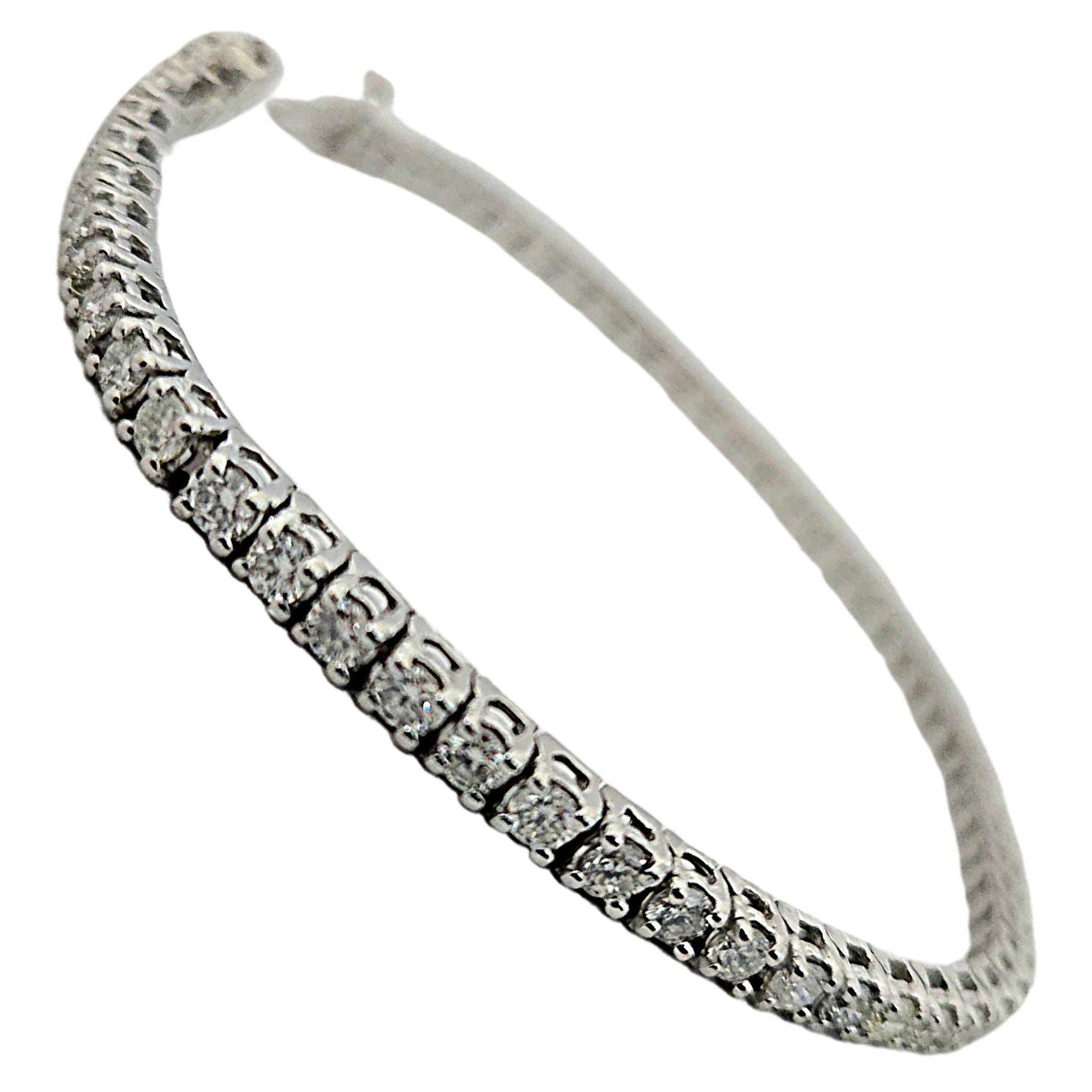 3.50 Carat Round Brilliant Cut Diamond Tennis Bracelet 14 Karat White Gold