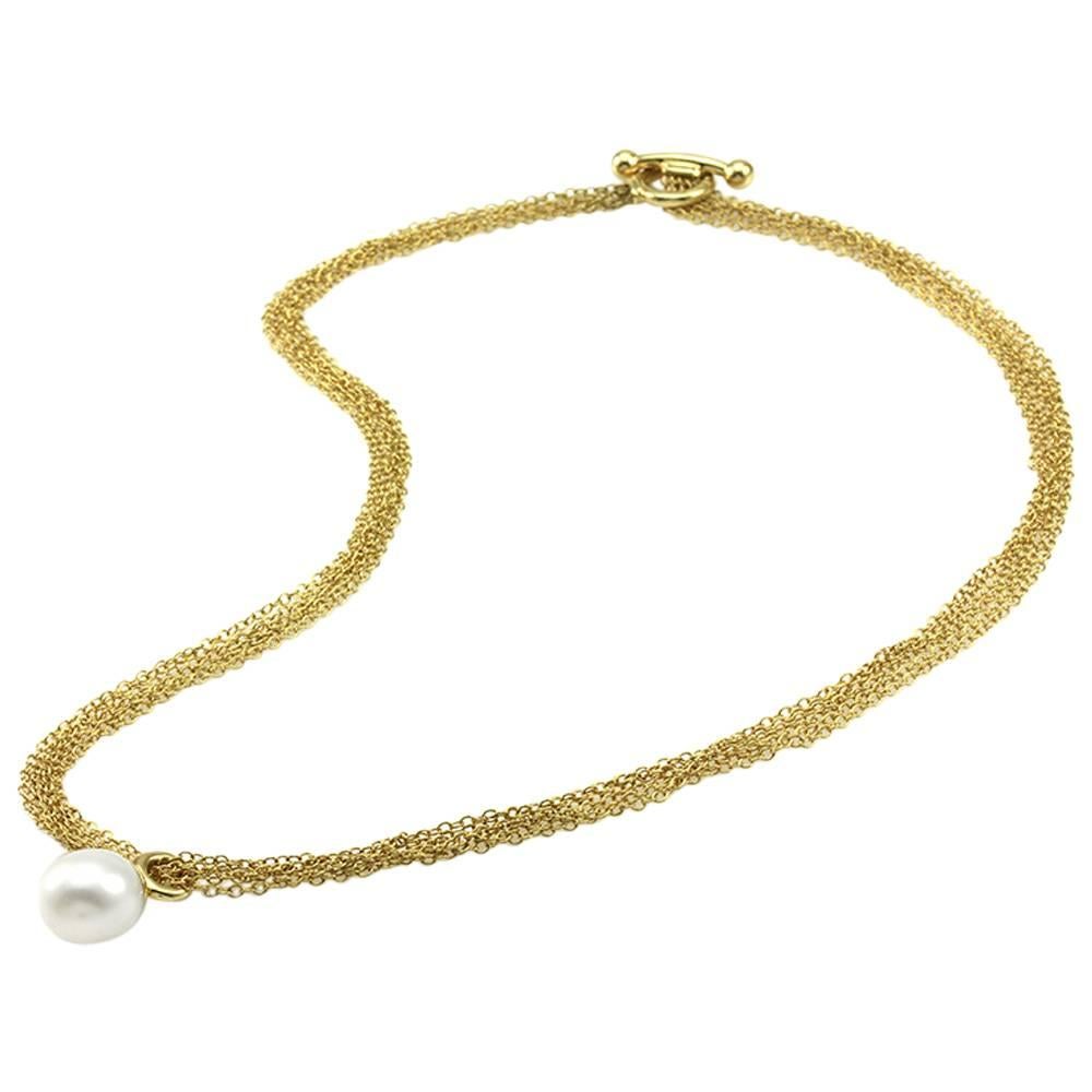 Tiffany & Co. South Sea Drop Pearl Six Strand Gold Necklace For Sale