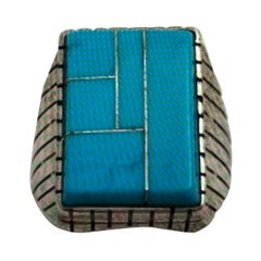 Bague rectangulaire Navajo en argent sterling .925 Turquoise Kingman 15 x 20 mm Taille 10.5