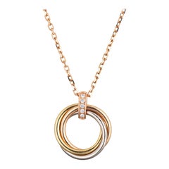 Cartier Trinity Diamond Necklace Estate 18k Gold 16" Chain Signed Jewelry COA