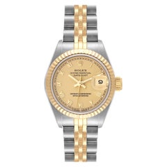 Rolex Datejust Steel Yellow Gold Champagne Roman Dial Ladies Watch 69173