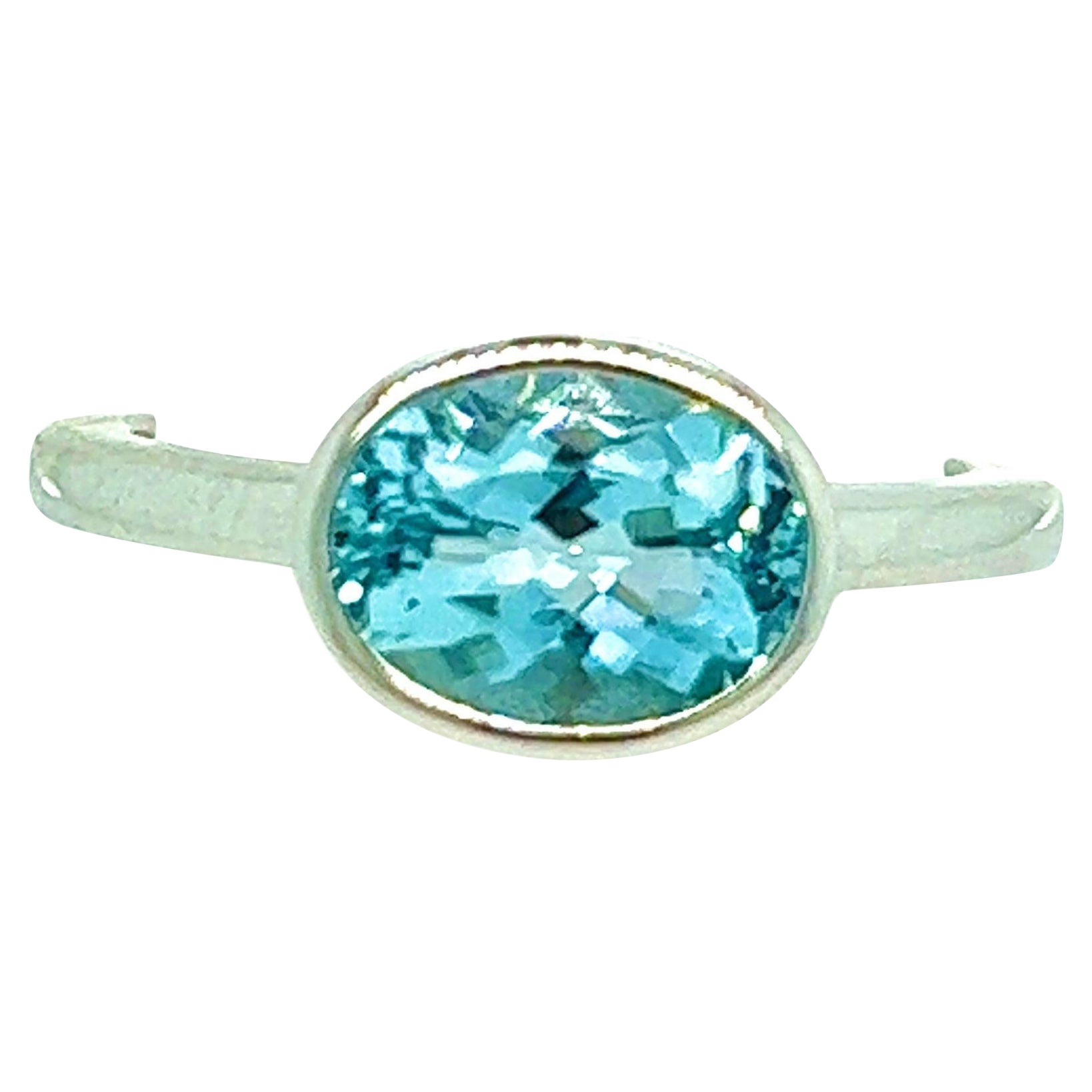 Natural Aquamarine Ring 6.5 14k W Gold 1.64 TCW Certified