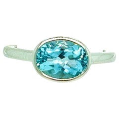 Natural Aquamarine Ring 6.5 14k W Gold 1.64 TCW Certified