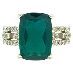 Natural Tourmaline Diamond Ring 6 14k W Gold 5 TCW Certified