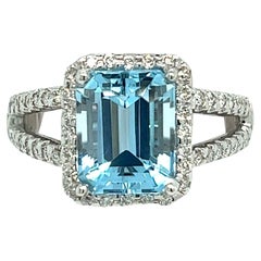 Natural Topaz Diamond Ring 6.5 14k W Gold 5.17 TCW Certified