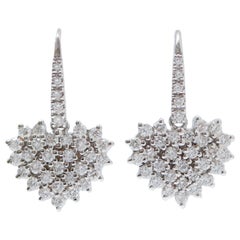 Diamants, boucles d'oreilles pendantes en or blanc 18 carats.