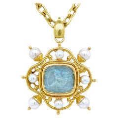 Elizabeth Locke 19k Gold Venetian Glass Pearl Pendant Orvieto Necklace