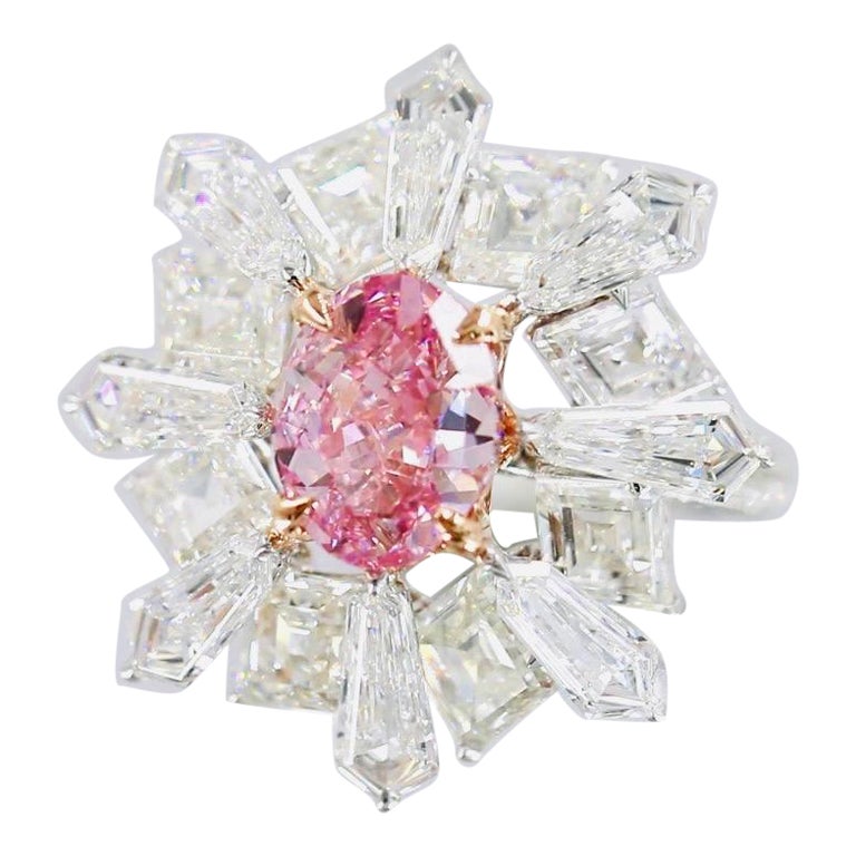 Emilio Jewelry Gia Certified Vivid Pink Diamond Ring 