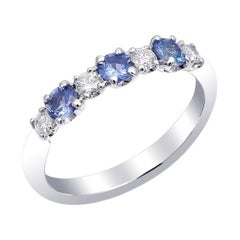 0.50 Сarats Blue Sapphires Diamonds set in 18K White Gold Ring