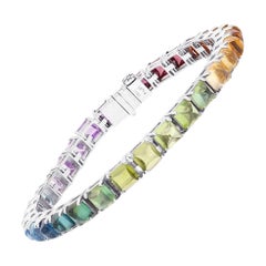 Bracelet with Natural Stones 24.61 carats set in 18K White Gold / Rainbow colors