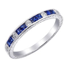 0.41 Carats Blue Sapphires Diamonds set in 18K White Gold