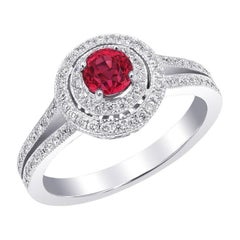 0.52 Carats Red Spinel Diamonds set in 14K White Gold Ring