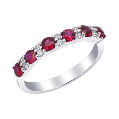 0.54 Carats Rubies Diamonds set in 14K White Gold Stachable Ring