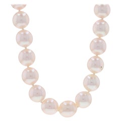 Sterling Cultured Pearl Knotted Strand Necklace 17 1/2" - 925 & Silver Toned