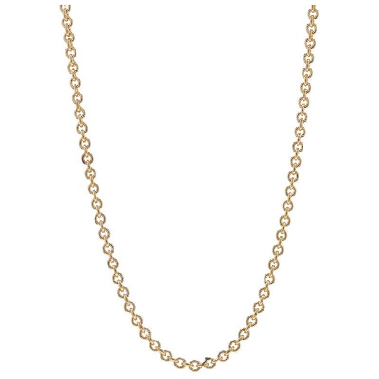Yellow Gold Cable Chain Necklace 18" - 14k For Sale