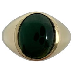 IGI Certified Jadeite A Grade Jade Green Oval Untreated Yellow Gold Signet Ring