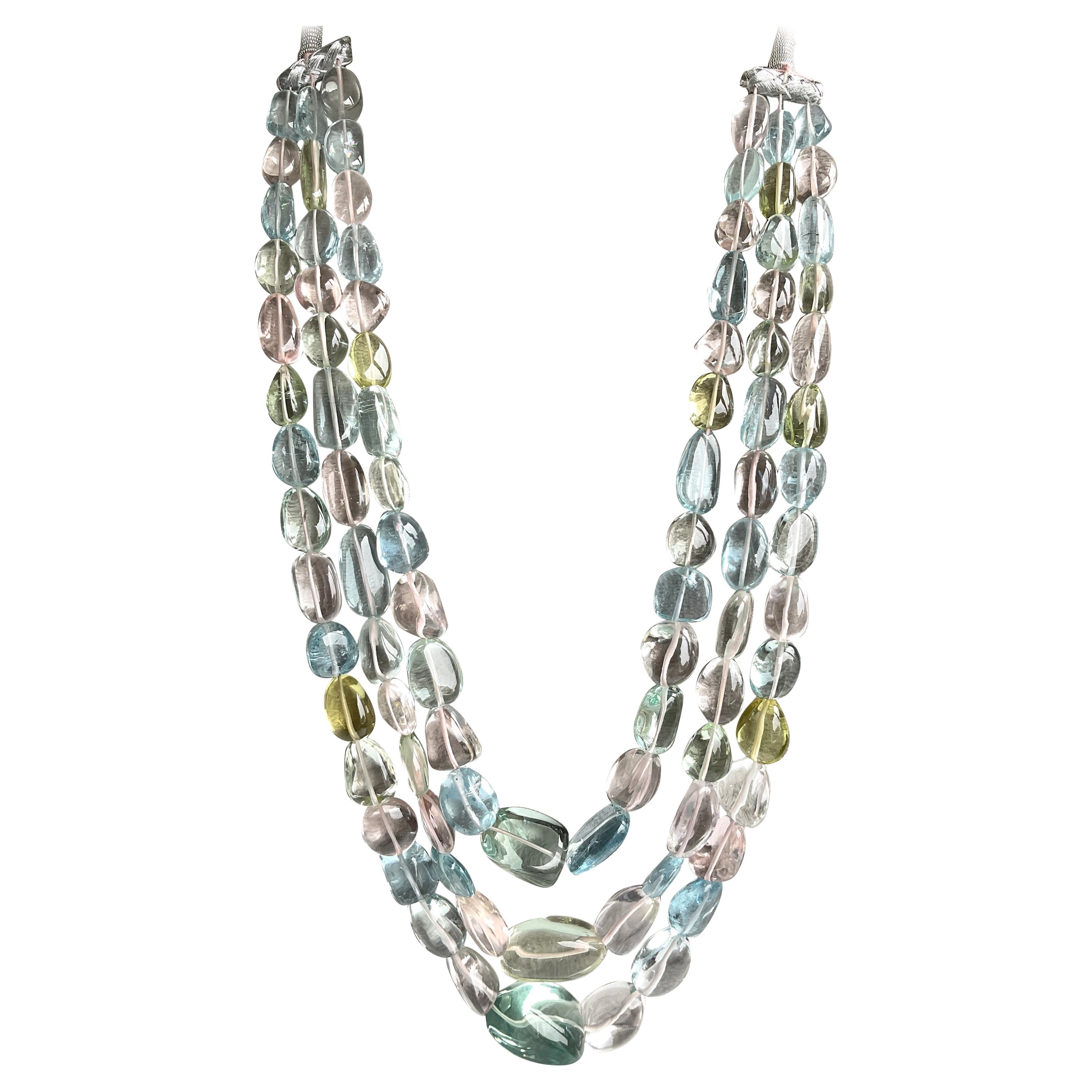 1362.55 Carats Multiple colors Beryl Tumbled Necklace For Fine Jewelry Gemstones For Sale