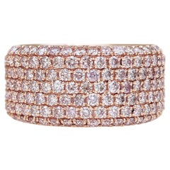PAS DE RÉSERVE ! - Anneau d'éternité en or rose 14 carats avec diamants roses fantaisie de 4,30 carats