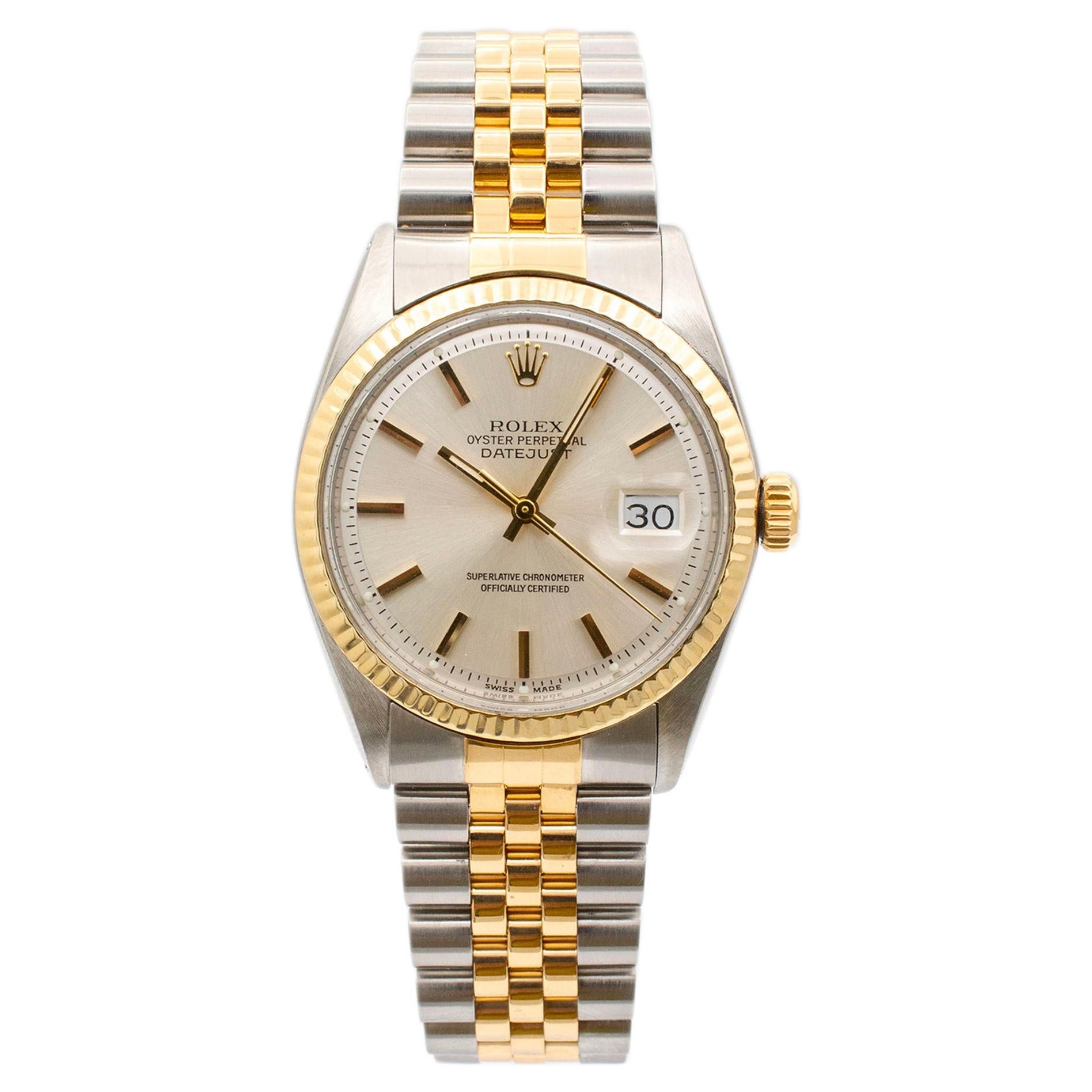 Rolex Datejust 36MM 1601 Jubilee Montre vintage en or jaune inoxydable, 1967  En vente sur 1stDibs