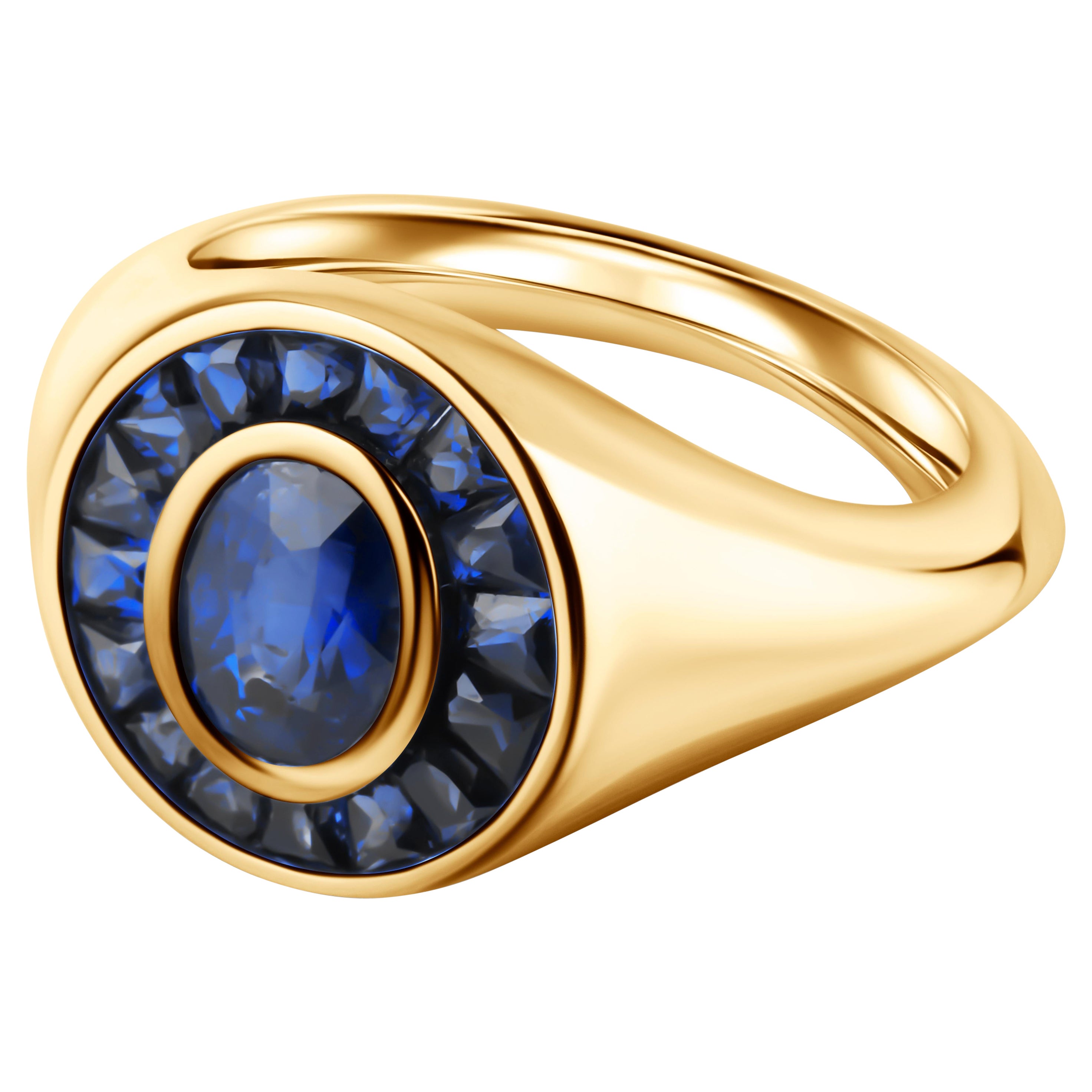 18ct Gold & Sapphire Signet Ring For Sale