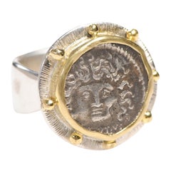 Medusa Coin Ring18kt Gold Setting, Size 8.5