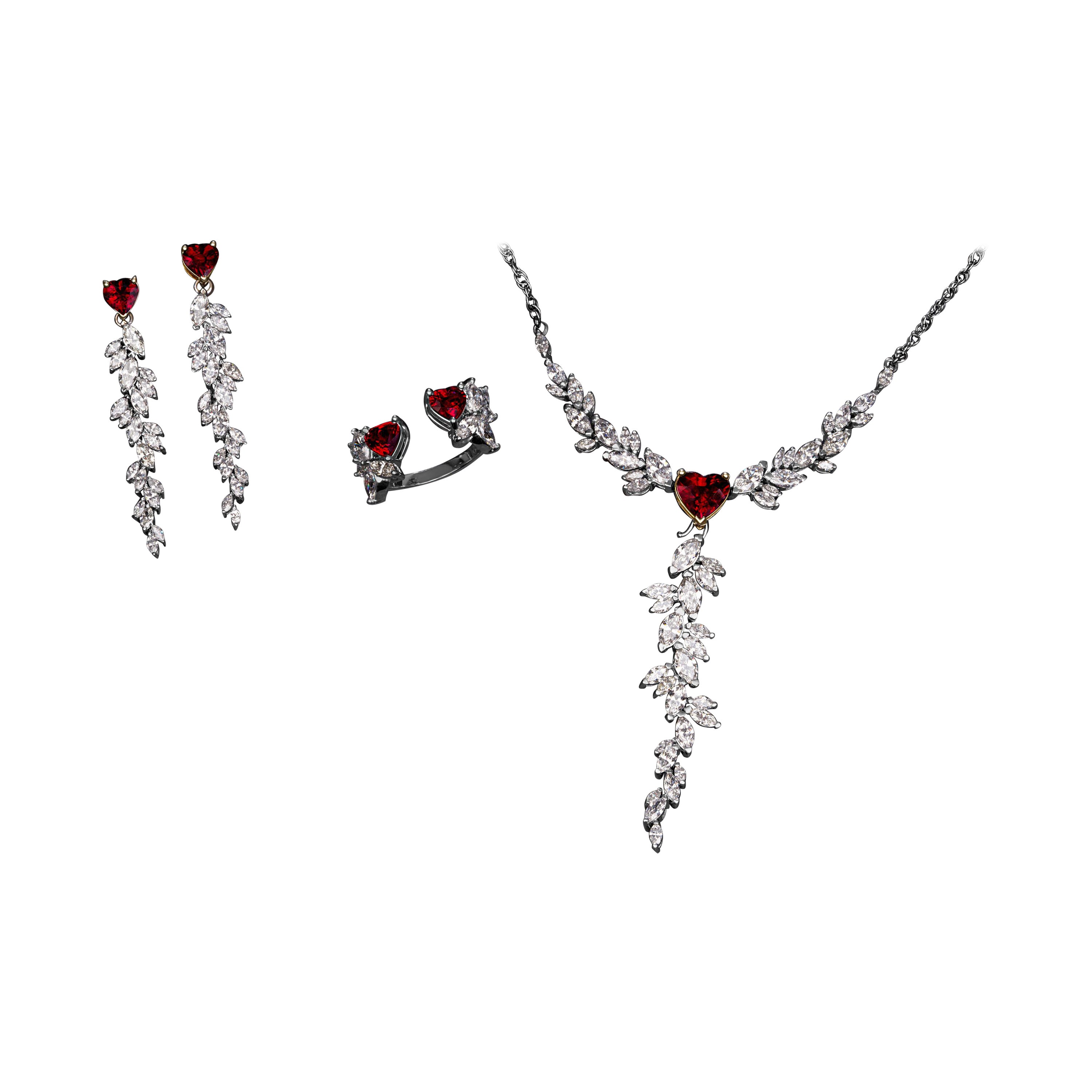 Ruby and Diamond Demi-Parure For Sale