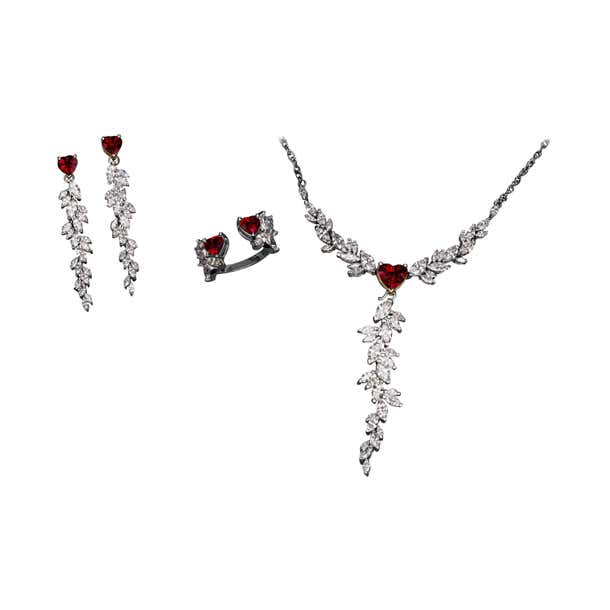 Ruby and Diamond Demi-Parure For Sale at 1stDibs