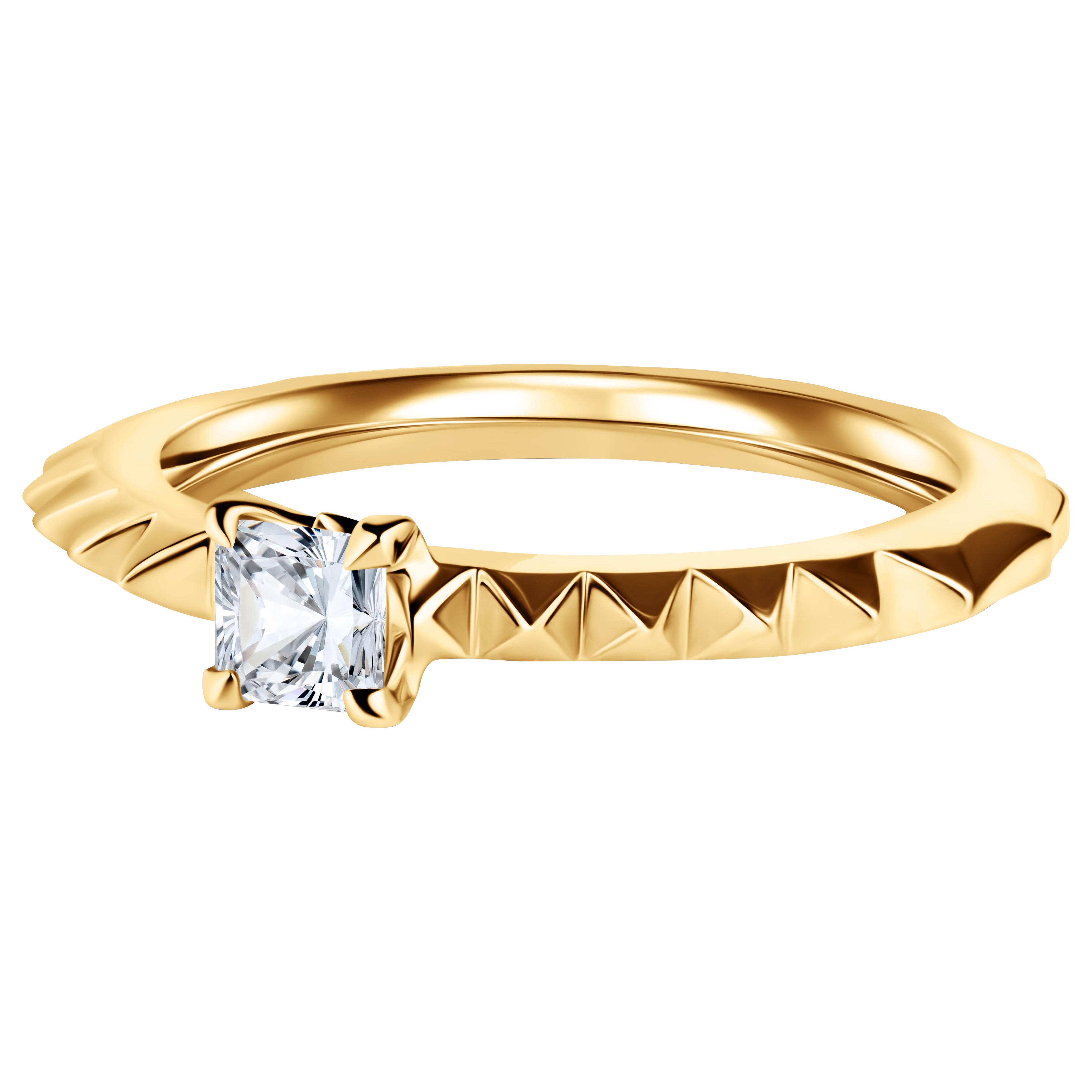 18 Karat Gelbgold & Diamant Spike-Ring im Angebot