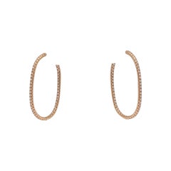 White Diamond Hoop Earrings in 18K Rose Gold