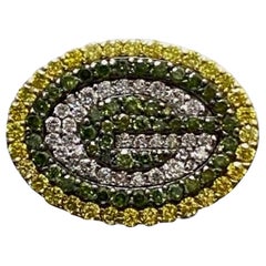 14K Gelbgold Grüner Diamantring mit grünem Bay Packers-Diamant