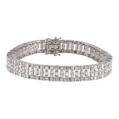 TJD 5.0 Carat Natural Round & Baguette Diamond 14KT White Gold Bracelet