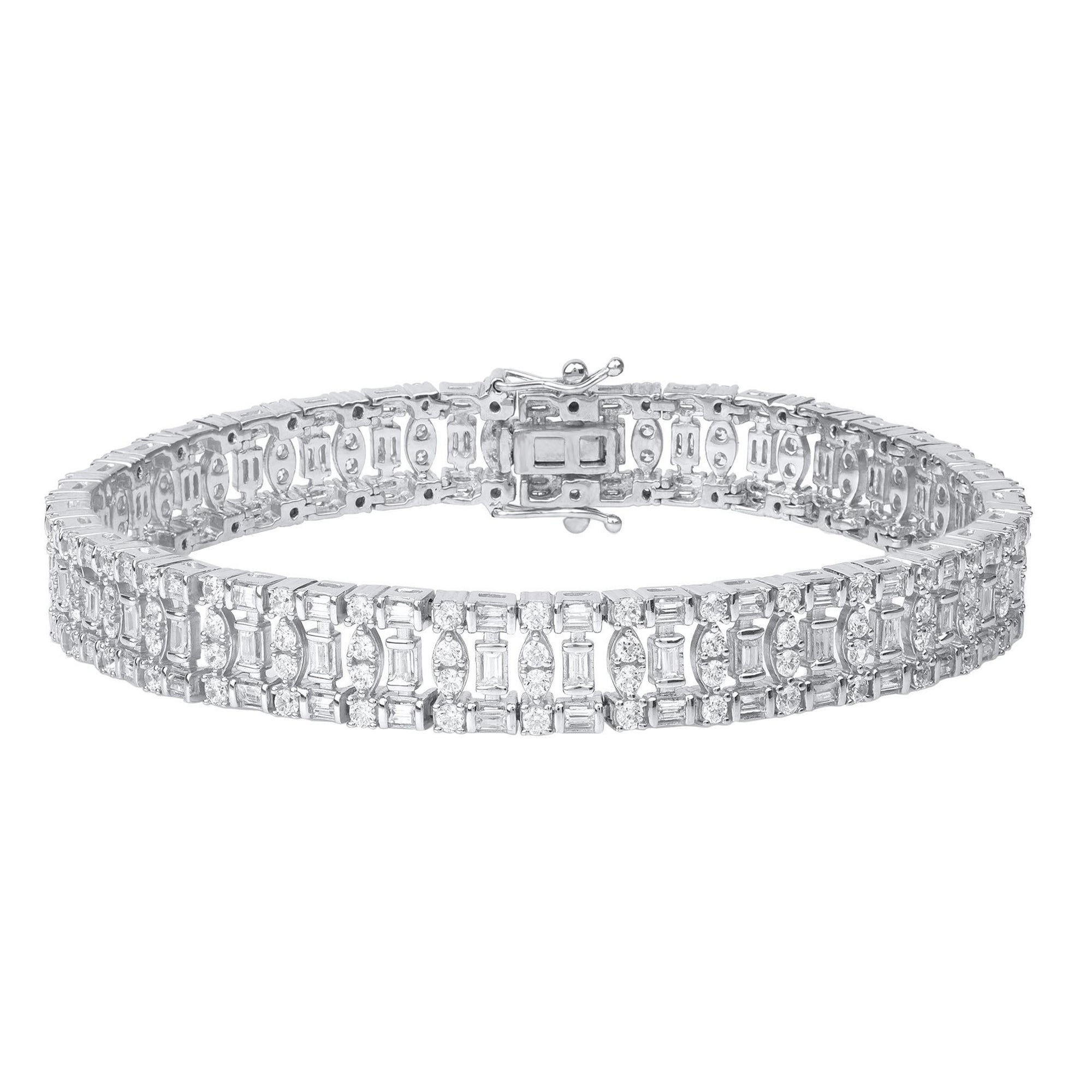 TJD 5.0 Karat natürlicher runder & Baguette-Diamant 18KT Weißgold-Armband