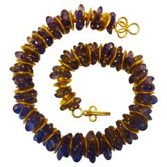 Iolite Briolette 18 Karat Yellow Gold Bead Necklace