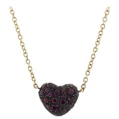 Pomellato Tabou Gold Burnished Silver Rhodolite Heart Pendant Necklace