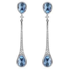 Fine Chandelier Earrings with Diamonds and Blue Topaz