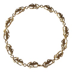 18kt gold ears of wheat necklace, 750. fratelli piccini, gold, classical style