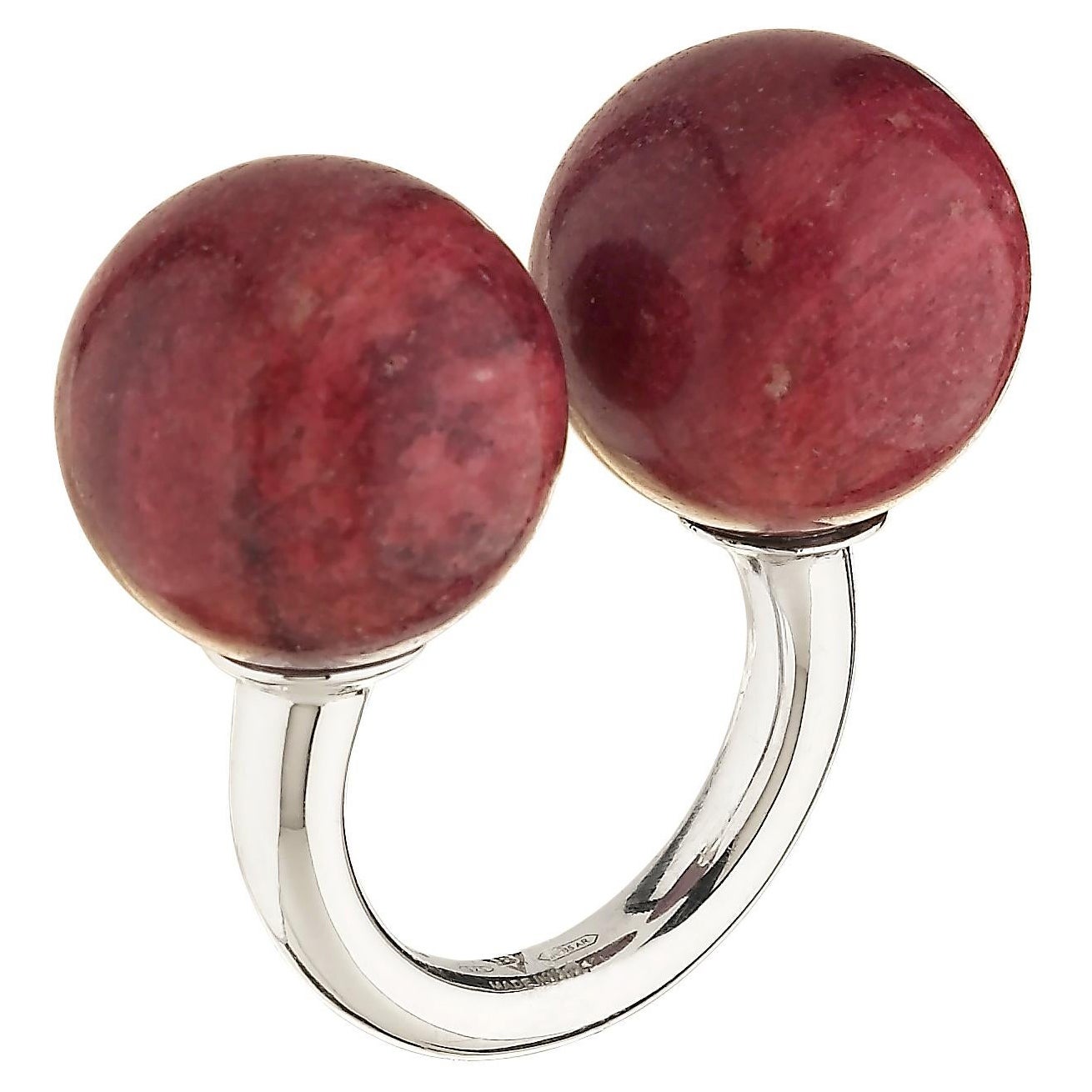 Betony Vernon "Double Sphere Thulite Massage Ring" Sterling Silver 925 in Stock  For Sale